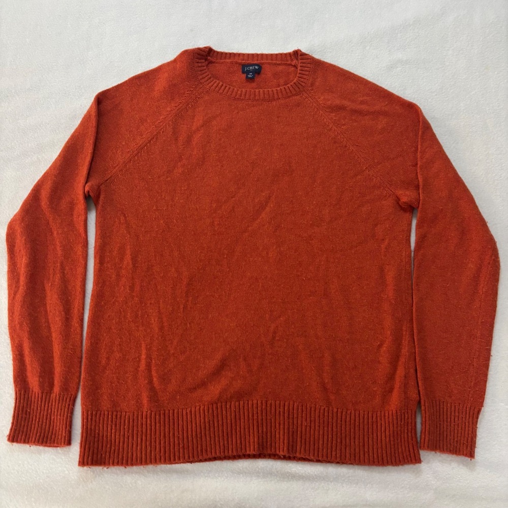 J.Crew Mens Lambswool Blend Raglan Crewneck Sweater Burnt Orange Rust M